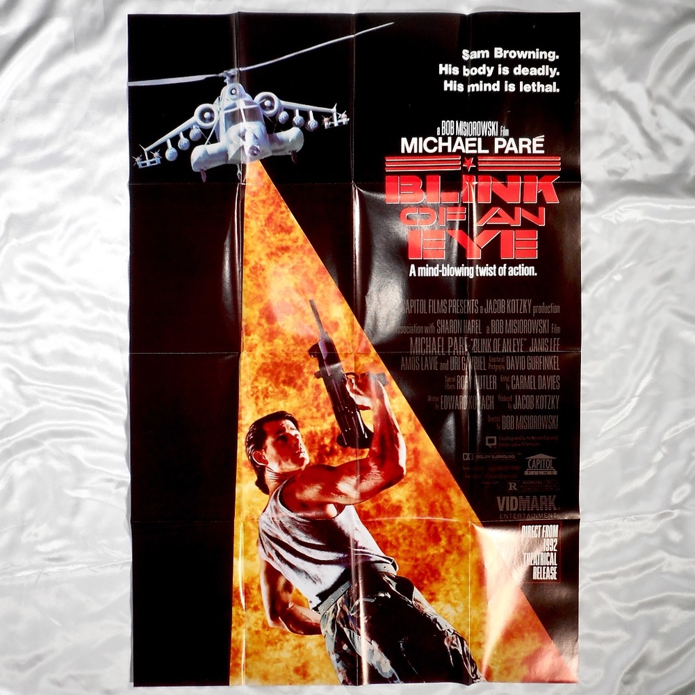VTG 90s Michael Pare Blink of An Eye Original Movie Poster Military Action
